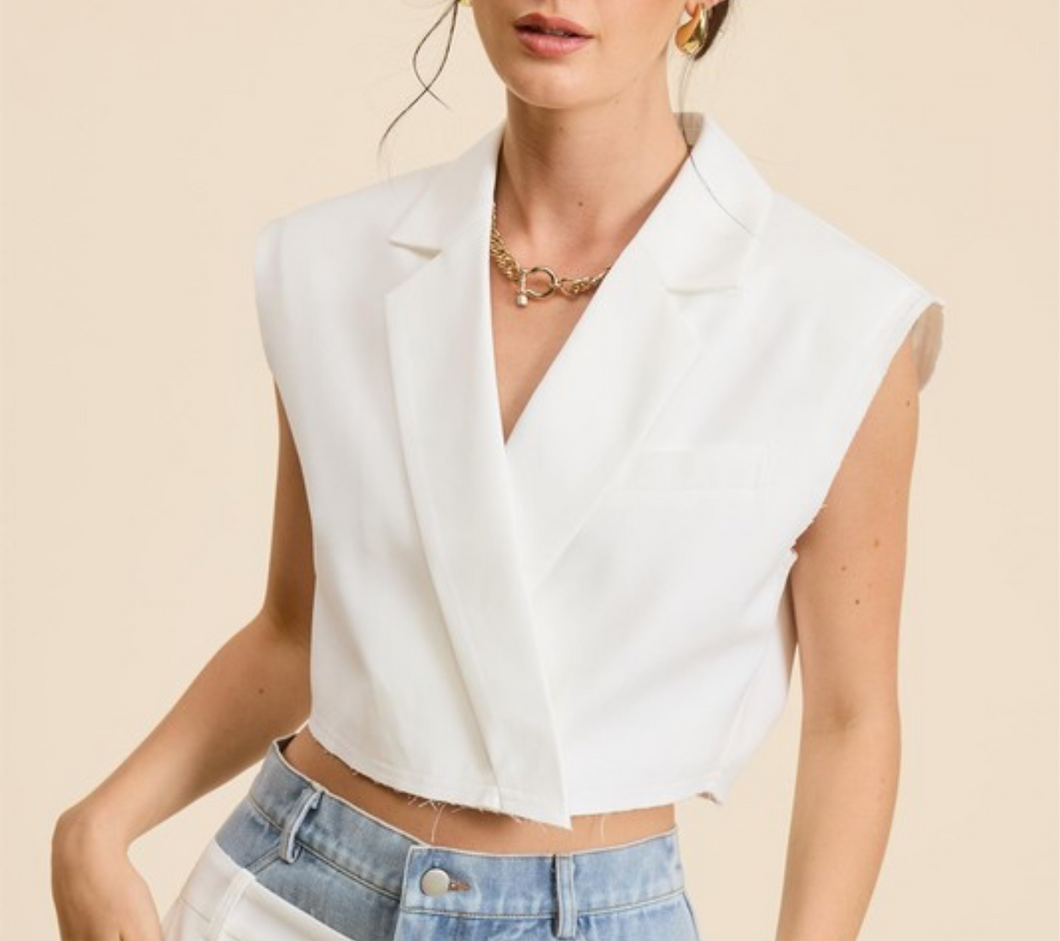 Cropped blazer vest