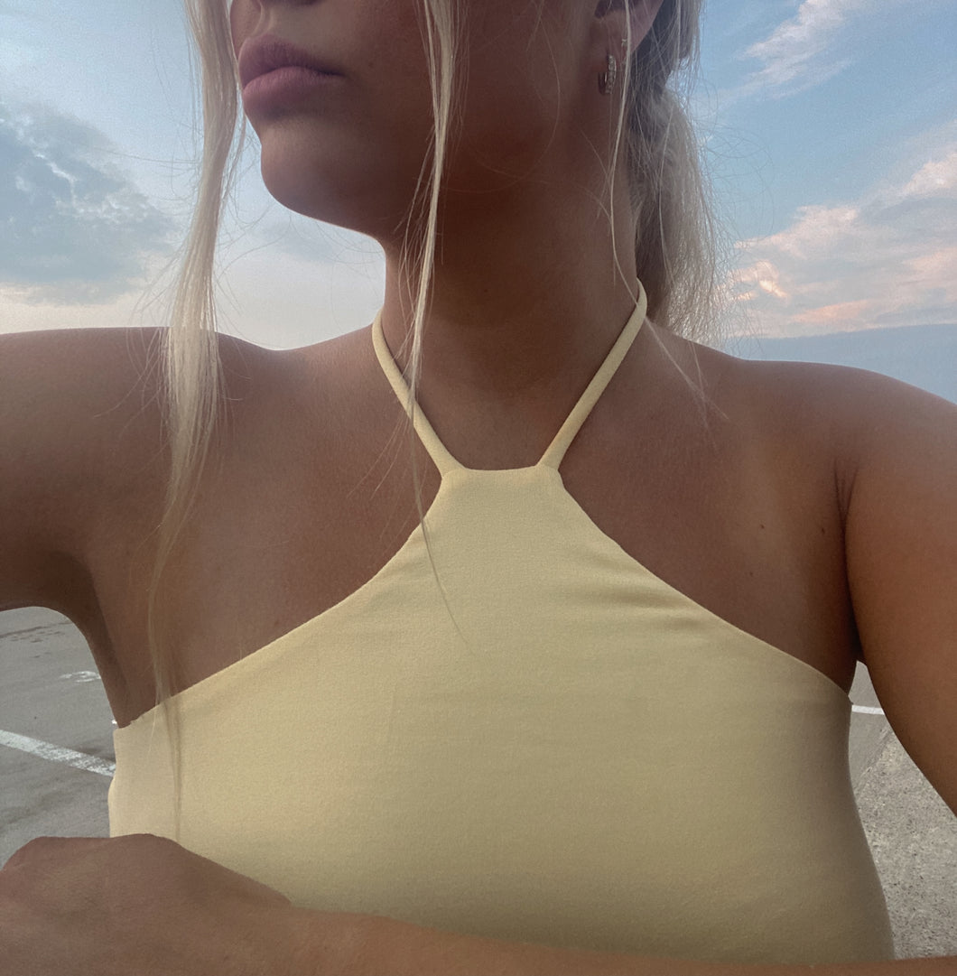 Halter Pale Yellow Tank